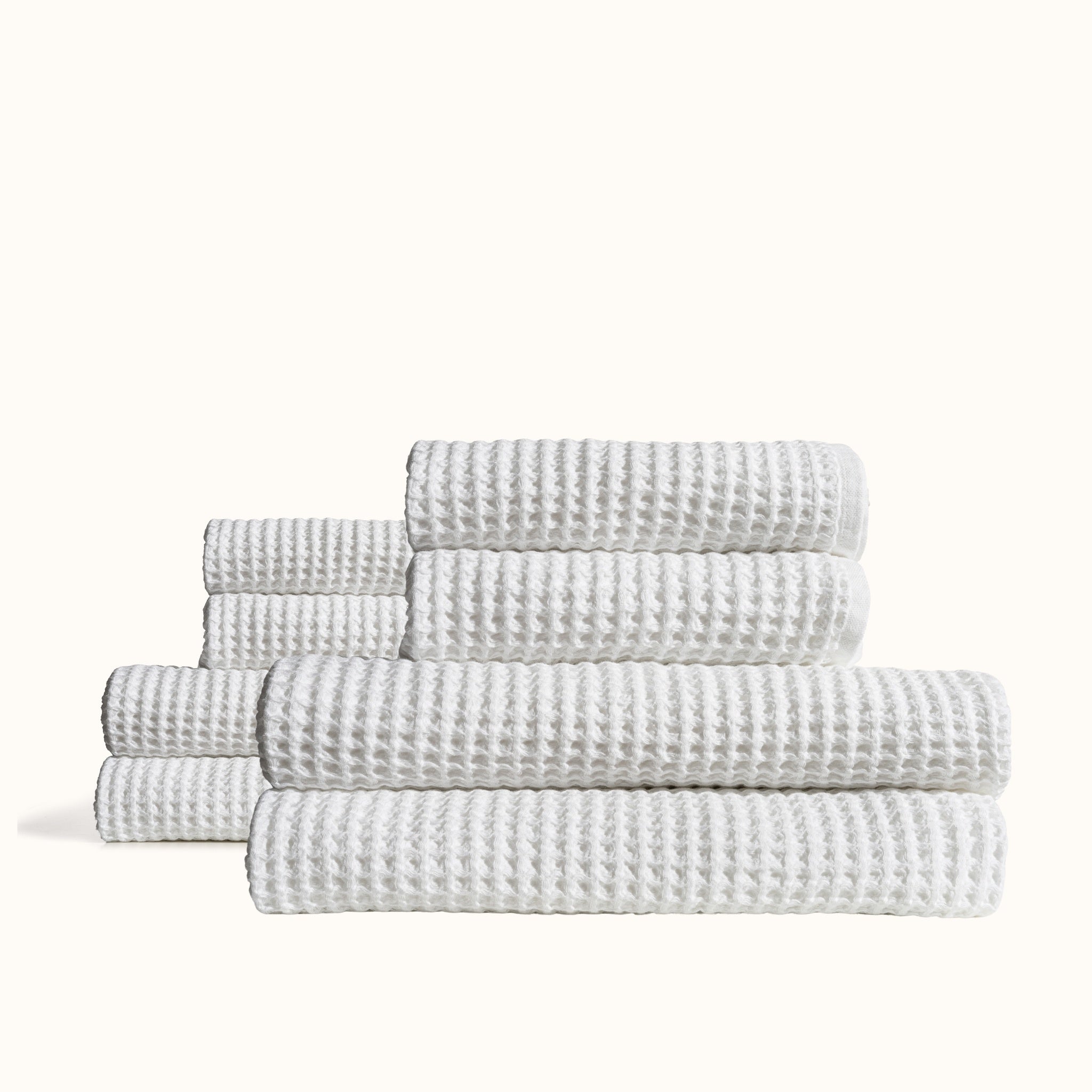 4 + 4 Waffle Towel Bundle - White