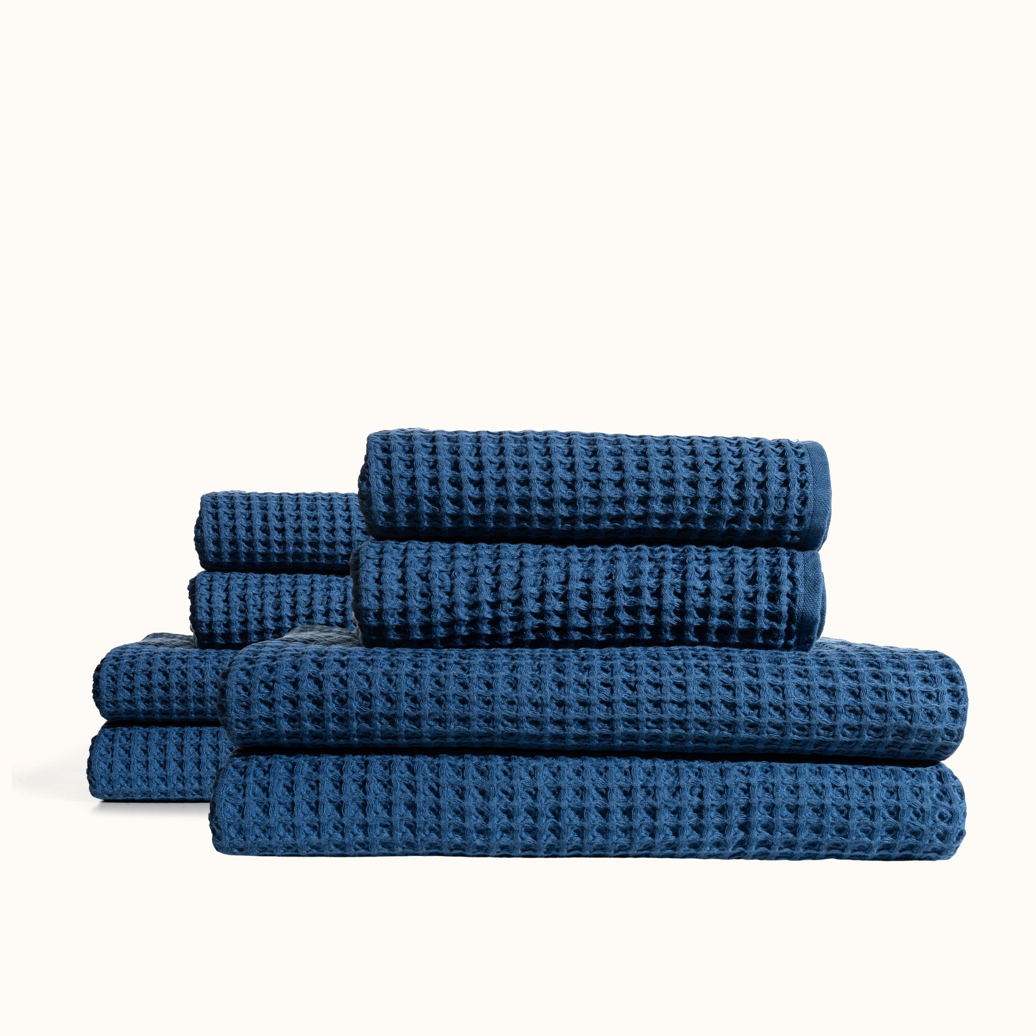 4 + 4 Waffle Towel Bundle - Marine Blue