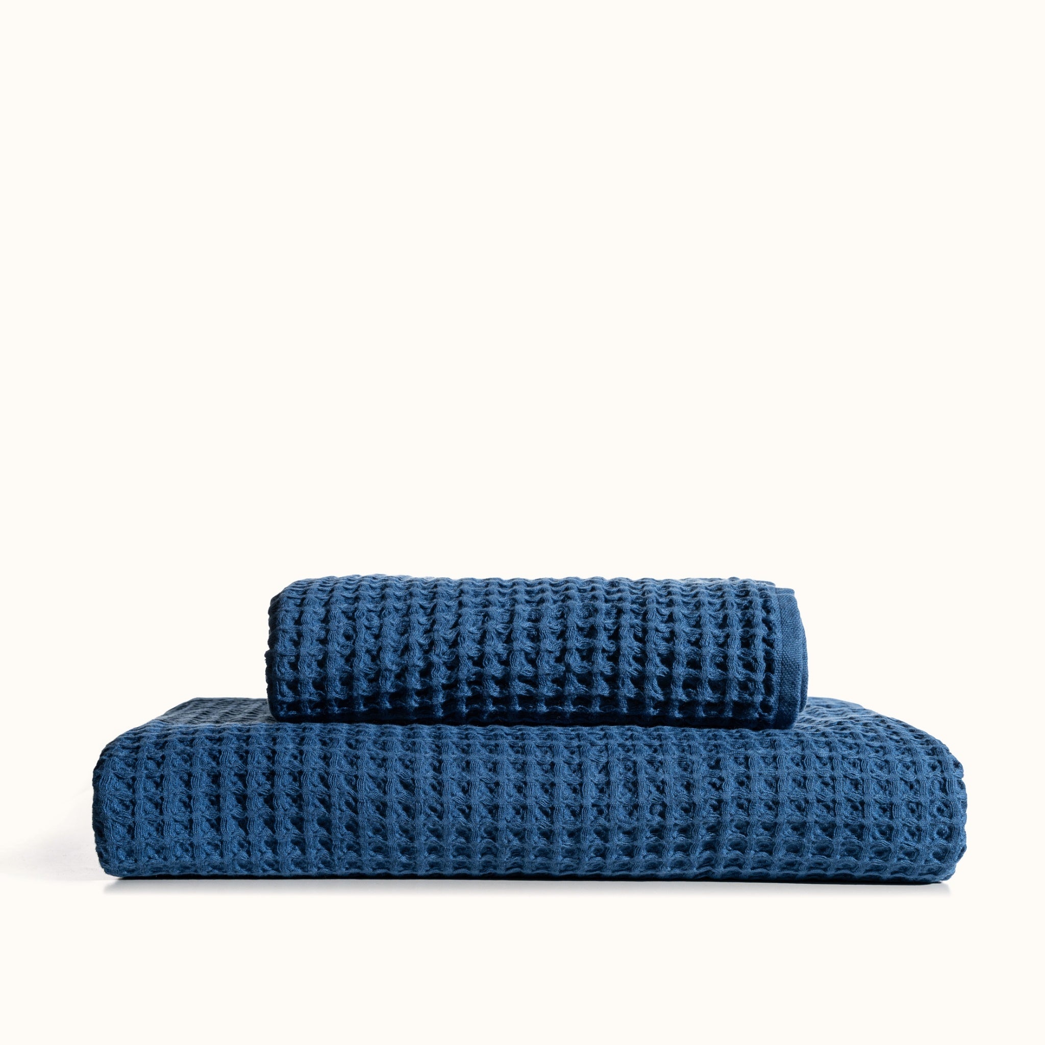 Waffle Towels - Marine Blue