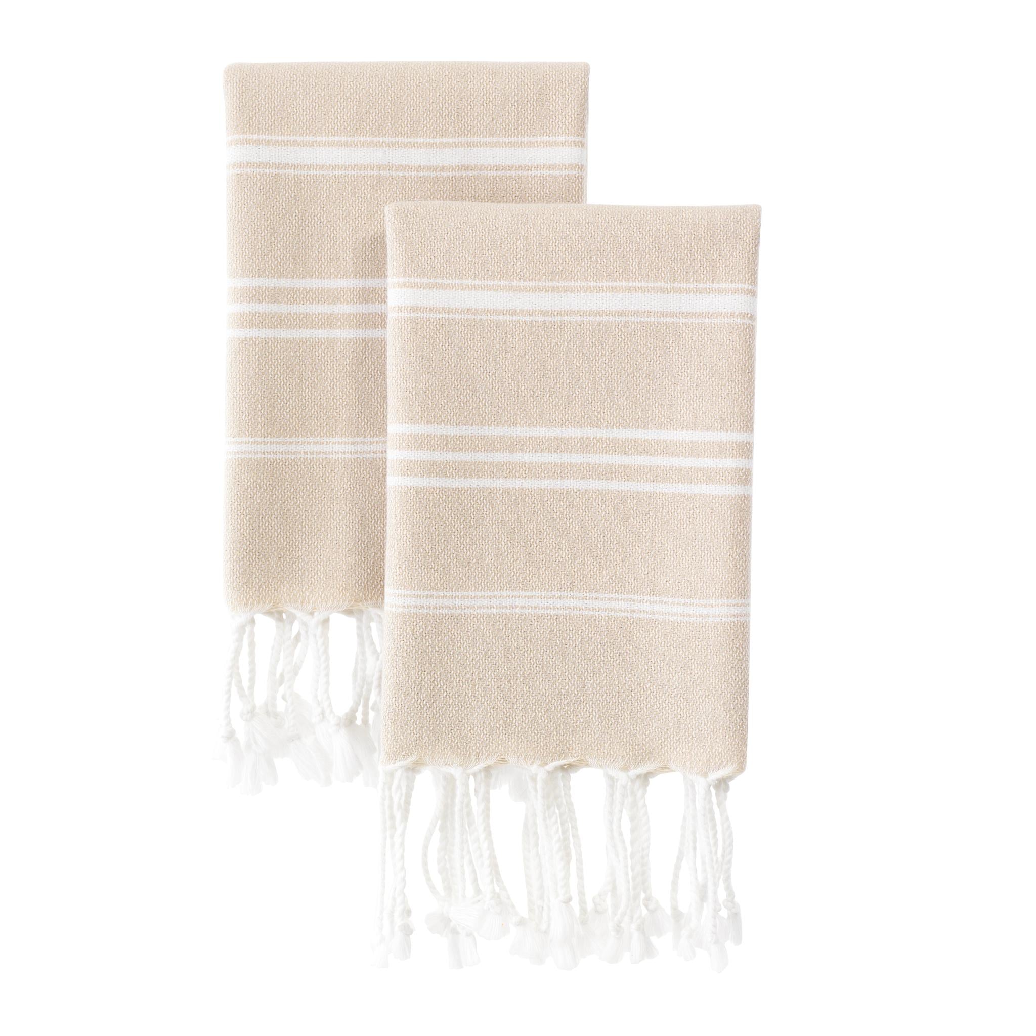 WETCAT Turkish Hand Towels with Hanging Loop (20 x 30) - Set of 2, 100%  Cotton, Soft - Pre Washed Boho Farmhouse Kitchen Towels - Unique Decorative